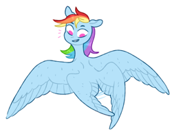 Size: 500x390 | Tagged: safe, artist:jellybeanbullet, character:rainbow dash, species:pegasus, species:pony, female, four wings, multiple wings, simple background, sketch, smiling, solo, spread wings, wat, white background, wings