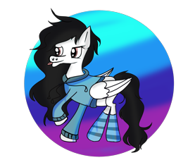 Size: 2200x2000 | Tagged: safe, artist:wonderschwifty, oc, oc only, species:pegasus, species:pony, clothing, commission, hoodie, pegasus oc, simple background, socks, solo, striped socks, tongue out, transparent background, wings
