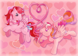Size: 1206x875 | Tagged: safe, artist:conphettey, character:heart throb, species:pegasus, species:pony, g1, female, heart, locket (g1), love, younger