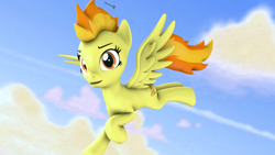 Size: 1920x1080 | Tagged: safe, artist:spinostud, character:spitfire, species:pegasus, species:pony, 3d, flying, looking at you, source filmmaker
