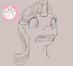 Size: 1608x1451 | Tagged: safe, artist:stillwaterspony, character:starlight glimmer, species:pony, species:unicorn, crying, female, open mouth, sketch, solo