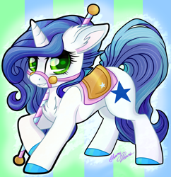 Size: 2199x2273 | Tagged: safe, artist:gleamydreams, oc, oc only, oc:gleamy, species:pony, species:unicorn, bridle, chest fluff, cute, female, green eyes, mare, pole, saddle, signature, smiling at you, tack