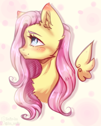 Size: 2000x2500 | Tagged: safe, artist:zefirka, character:fluttershy, species:pegasus, species:pony, blushing, bust, cute, female, floating wings, mare, shyabetes, solo, wings