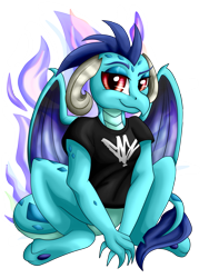 Size: 3120x4160 | Tagged: safe, artist:gleamydreams, character:princess ember, species:dragon, clothing, female, shirt, simple background, solo, t-shirt, transparent background