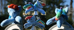 Size: 4834x2000 | Tagged: safe, artist:bastler, character:rainbow dash, species:pegasus, species:pony, irl, photo, plushie, sleeping, solo