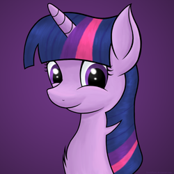 Size: 2500x2500 | Tagged: safe, artist:hawk9mm, character:twilight sparkle, g4, bust, chest fluff, female, happy, portrait, simple background, smiling, solo
