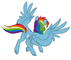 Size: 821x690 | Tagged: safe, artist:saphi-boo, character:rainbow dash, species:pegasus, species:pony, butt, female, mare, plot, rainbutt dash, rear view, simple background, solo, spread wings, underhoof, white background, wings