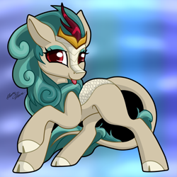 Size: 3061x3062 | Tagged: safe, artist:gleamydreams, character:rain shine, species:kirin, blep, cute, female, kirinbetes, looking at you, mare, raised hoof, shineabetes, solo, tongue out