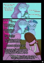 Size: 1280x1847 | Tagged: safe, artist:underwoodart, character:pinkie pie, character:twilight sparkle, ask pink-pony, comic, faec, mental illness, mirror pool, reflection, text, water