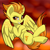Size: 2964x2965 | Tagged: safe, artist:gleamydreams, character:spitfire, species:pegasus, species:pony, g4, abstract background, crossed arms, crossed legs, eyebrows, female, looking at you, mare, signature, smiling, smiling at you, smirk, solo, spread wings, three quarter view, wings