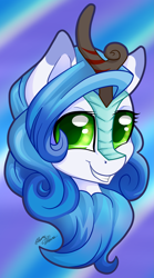Size: 2223x4010 | Tagged: safe, artist:gleamydreams, oc, oc only, oc:gleamy, species:kirin, female, green eyes, looking at you, mare, smiling, smiling at you, solo, species swap