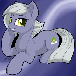 Size: 3000x2998 | Tagged: safe, artist:gleamydreams, character:limestone pie, species:earth pony, species:pony, art, eyebrows, female, looking at you, mare, signature, smiling, smirk