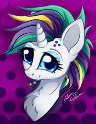 Size: 2622x3371 | Tagged: safe, artist:gleamydreams, character:rarity, species:pony, species:unicorn, episode:it isn't the mane thing about you, g4, my little pony: friendship is magic, alternate hairstyle, clothing, female, high res, jacket, looking at you, punk, punkity, solo