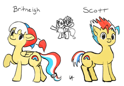 Size: 1382x969 | Tagged: safe, artist:underwoodart, oc, oc only, species:earth pony, species:pegasus, species:pony, concept art, contest entry, design, multicolored hair, twins, ukbp, union jack