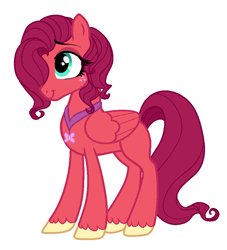 Size: 849x934 | Tagged: safe, artist:saphi-boo, oc, oc:maraschino ambrosia apple, parent:big macintosh, parent:fluttershy, parents:fluttermac, species:pegasus, species:pony, blank flank, female, freckles, hair over one eye, jewelry, mare, necklace, offspring, simple background, solo, unshorn fetlocks, white background