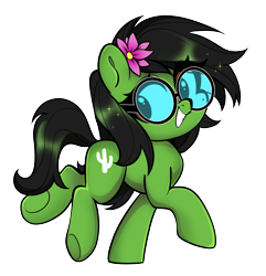 Size: 2388x2481 | Tagged: safe, artist:techycutie, oc, oc only, oc:prickly pears, flower, flower in hair, glasses, mole, simple background, smiling, solo, transparent background