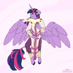 Size: 2200x2200 | Tagged: safe, artist:dreamy, artist:littledreamycat, character:twilight sparkle, character:twilight sparkle (alicorn), species:alicorn, species:anthro, species:pony, species:unguligrade anthro, fanfic:my little pony: the unexpected future, commission, leonine tail, pony to anthro, transformation