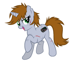 Size: 8368x7209 | Tagged: safe, artist:aborrozakale, oc, oc only, oc:littlepip, species:pony, species:unicorn, fallout equestria, absurd resolution, fanfic, fanfic art, female, hooves, horn, mare, open mouth, raised hoof, scar, simple background, solo, transparent background, vector