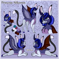 Size: 900x900 | Tagged: safe, artist:esmeia, artist:xesmeiax, oc, oc only, parent:discord, parent:princess luna, parents:lunacord, species:draconequus, bat wings, bust, chest fluff, draconequus oc, hybrid, interspecies offspring, offspring, reference sheet, solo, wings