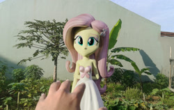 Size: 2278x1440 | Tagged: safe, artist:efk-san, edit, editor:fathzoli, character:fluttershy, my little pony:equestria girls, 3d, blender, cute, hand, irl, looking at you, photo, photoshop, plants, shyabetes, tree