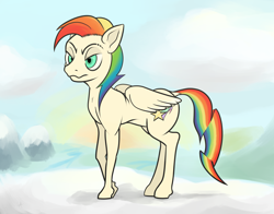 Size: 2800x2200 | Tagged: safe, artist:underwoodart, oc, oc only, oc:shooting star, species:pegasus, species:pony, angery, multicolored hair, rainbow hair, solo
