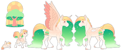 Size: 6097x2556 | Tagged: safe, artist:jackiebloom, oc, oc only, parent:applejack, parent:princess celestia, parents:applelestia, unnamed oc, species:alicorn, species:pony, age progression, alicorn oc, baby, baby pony, colt, commission, cutie mark, foal, horn, magical lesbian spawn, male, offspring, simple background, solo, spread wings, stallion, transparent background, wings