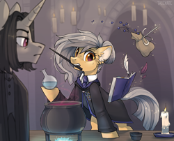 Size: 5400x4357 | Tagged: safe, artist:trickate, oc, oc:sugar space, species:earth pony, species:pony, absurd resolution, crossover, female, harry potter, magic, magic wand, mare, potion, potion making, severus snape