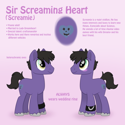 Size: 2000x2000 | Tagged: safe, artist:dreamy, artist:littledreamycat, oc, oc:screaming heart, species:earth pony, species:pony, male, reference sheet, ring, stallion, wedding ring