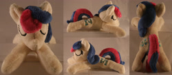 Size: 4606x2000 | Tagged: safe, artist:bastler, character:bon bon, character:sweetie drops, species:earth pony, species:pony, female, irl, mare, photo, plushie, sleeping