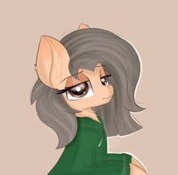 Size: 2861x2813 | Tagged: safe, artist:janelearts, oc, species:pony, g4, bust, clothing, female, high res, hoodie, mare, portrait, simple background, solo