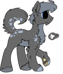 Size: 1204x1424 | Tagged: safe, artist:intfighter, oc, oc only, species:dog, species:pony, g4, chest fluff, dog pony, paws, raised hoof, simple background, solo, transparent background, underpaw, unshorn fetlocks