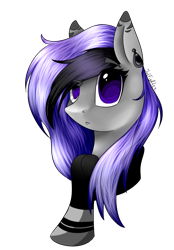 Size: 1062x1528 | Tagged: safe, alternate version, artist:intfighter, oc, oc only, species:earth pony, species:pony, g4, background removed, bust, clothing, ear piercing, piercing, scarf, simple background, solo, transparent background
