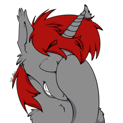 Size: 1024x1024 | Tagged: safe, artist:intfighter, oc, oc only, species:pony, species:unicorn, g4, bust, ear fluff, eyes closed, facehoof, horn, signature, simple background, transparent background, unicorn oc