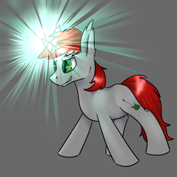 Size: 1024x1024 | Tagged: safe, artist:intfighter, oc, oc only, species:pony, species:unicorn, g4, glowing horn, gray background, horn, simple background, solo, unicorn oc