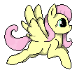 Size: 110x110 | Tagged: safe, artist:intfighter, character:fluttershy, species:pegasus, species:pony, g4, animated, female, flying, gif, mare, pixel art, simple background, solo, transparent background, wings