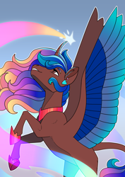 Size: 2480x3508 | Tagged: safe, artist:jackiebloom, species:alicorn, species:pony, g4, colored wings, da 20th birthday, deviantart, female, multicolored wings, ponified, solo, wings