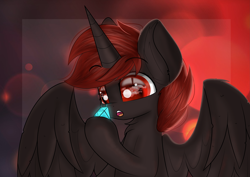 Size: 5787x4092 | Tagged: safe, artist:janelearts, oc, oc only, species:alicorn, species:pony, g4, alicorn oc, diamond, horn, male, red and black oc, solo, stallion, wings