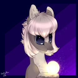 Size: 2000x2000 | Tagged: safe, artist:intfighter, oc, oc only, species:earth pony, species:pony, g4, bust, crystal ball, earth pony oc, signature, solo