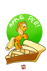 Size: 430x651 | Tagged: safe, artist:norang94, character:applejack, species:earth pony, species:pony, g4, apple, apple pie, appletini, cute, eyes closed, female, food, jackabetes, mare, micro, open mouth, pie, ponies in food, profile, rearing, simple background, solo, transparent background