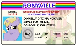 Size: 500x300 | Tagged: safe, artist:doctorxfizzle, character:dinky hooves, full name, license