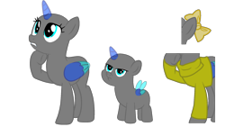 Size: 1920x1080 | Tagged: safe, artist:intfighter, oc, oc only, species:alicorn, species:pony, g4, alicorn oc, bald, base, bow, clothing, colt, duo, female, hair bow, horn, male, mare, raised hoof, simple background, thinking, transparent background, two toned wings, wings
