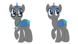 Size: 1920x1080 | Tagged: safe, artist:intfighter, oc, oc only, species:alicorn, species:pony, g4, alicorn oc, bald, base, duo, eyelashes, glasses, horn, name tag, raised hoof, simple background, smiling, transparent background, wings