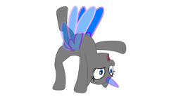 Size: 1920x1080 | Tagged: safe, artist:intfighter, oc, oc only, species:alicorn, species:pony, g4, alicorn oc, backflip, bald, base, eyelashes, horn, open mouth, simple background, solo, transparent background, two toned wings, wings