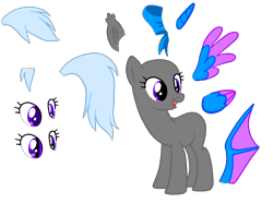Size: 1054x785 | Tagged: safe, artist:intfighter, oc, oc only, species:earth pony, species:pony, g4, bald, base, bat wings, clothing, earth pony oc, eye, eyelashes, eyes, horn, looking back, open mouth, scarf, simple background, smiling, solo, transparent background, two toned wings, wings