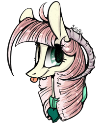 Size: 1000x1200 | Tagged: safe, artist:intfighter, oc, oc only, species:pony, g4, blep, bust, collar, eyelashes, horns, signature, simple background, smiling, solo, tongue out, transparent background