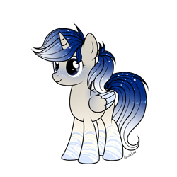 Size: 1500x1500 | Tagged: safe, artist:intfighter, oc, oc only, species:alicorn, species:pony, g4, alicorn oc, ethereal mane, galaxy mane, horn, simple background, solo, transparent background, two toned wings, wings