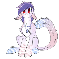 Size: 2000x2000 | Tagged: safe, artist:intfighter, oc, oc only, species:pony, g4, cat, catpony, chest fluff, floppy ears, jewelry, necklace, original species, simple background, sitting, solo, transparent background