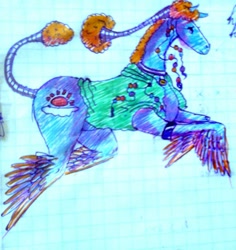 Size: 965x1024 | Tagged: safe, artist:intfighter, oc, oc only, species:pegasus, species:pony, g4, graph paper, pegasus oc, solo, traditional art, wings
