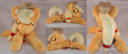 Size: 4671x2000 | Tagged: safe, artist:bastler, character:applejack, species:earth pony, species:pony, g4, eyes closed, female, freckles, irl, mare, photo, plushie, sleeping, solo