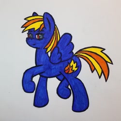 Size: 1024x1024 | Tagged: safe, artist:dice-warwick, oc, oc only, oc:burning wing, species:pegasus, species:pony, fallout equestria, g4, female, mare, solo, traditional art, two toned mane, two toned tail